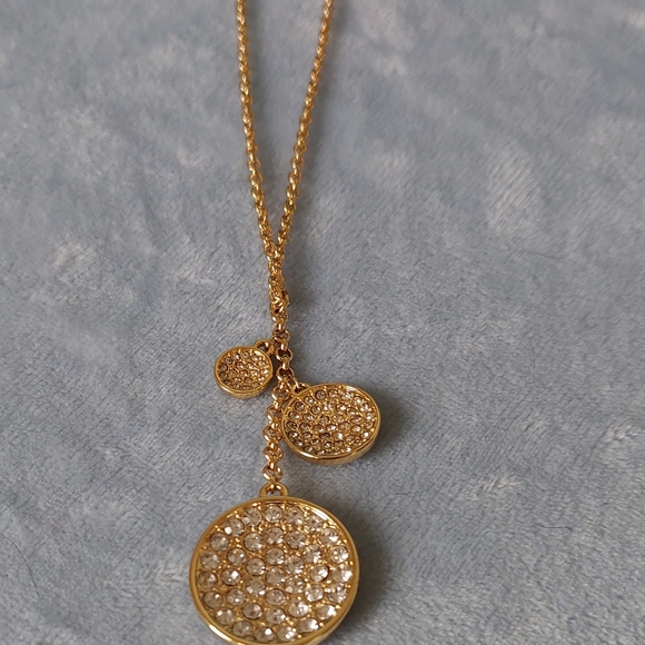 Vince Camuto ~Gold/Crystal Triple Pave Circle Lariat Necklace. NWT. - Picture 1 of 9